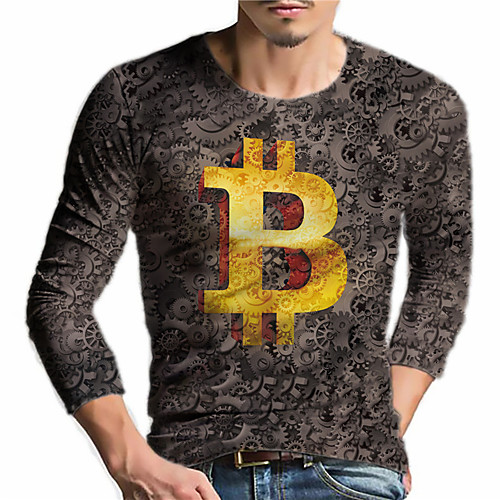 

Men's Unisex Tee T shirt Shirt 3D Print Cat Graphic Prints Machine Print Long Sleeve Daily Tops Casual Designer Big and Tall Light Brown Brown