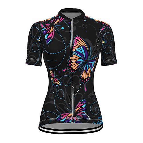 

21Grams Women's Short Sleeve Cycling Jersey Summer Spandex Black Butterfly Bike Top Mountain Bike MTB Road Bike Cycling Quick Dry Moisture Wicking Sports Clothing Apparel / Stretchy / Athleisure