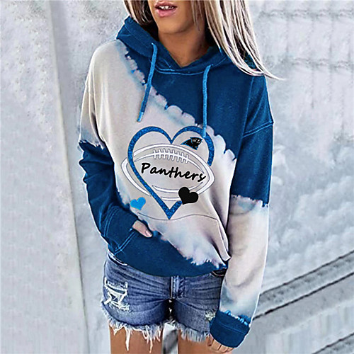 

Women's Hoodie Sweatshirt Heart Color Block Text Front Pocket Print Daily Sports Hot Stamping Sportswear Streetwear Hoodies Sweatshirts Blue Green Royal Blue