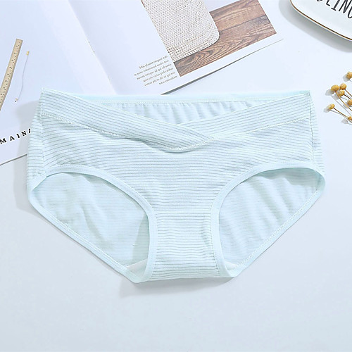 

Women's Criss Cross Stripes Briefs Underwear Low Rise Cotton Blue L