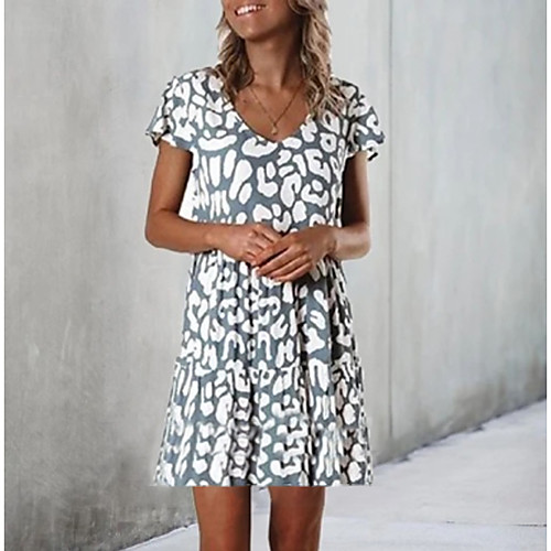 

Women's A Line Dress Short Mini Dress White Short Sleeve Dot Spring Summer Casual Ruffle Holiday 2021 S M L XL XXL