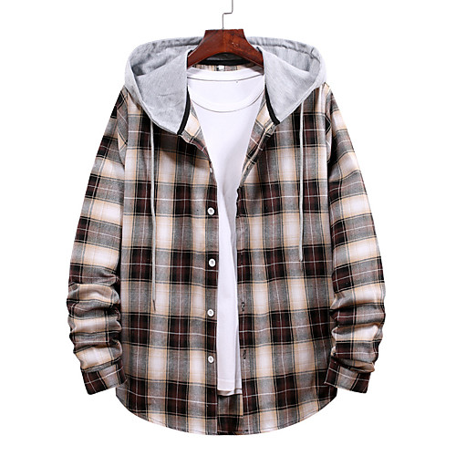 

Men's Shirt non-printing Tartan Long Sleeve Casual Tops Casual Soft Breathable Blue Coffee