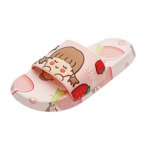 

Women's Slippers & Flip-Flops Flat Heel Open Toe Booties Ankle Boots Daily Home PU Anime Blue Pink Green