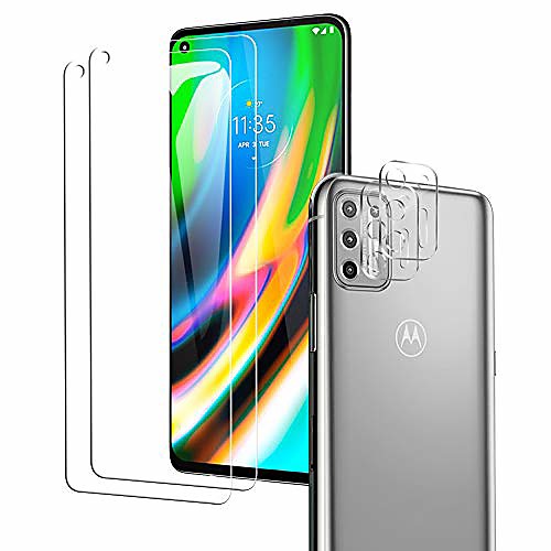 

[4 pack] avidet 2 screen protector 2 camera lens protector for moto g9 plus, high-definition transparent [anti-scratch] [no bubbles] [anti-fingerprint]