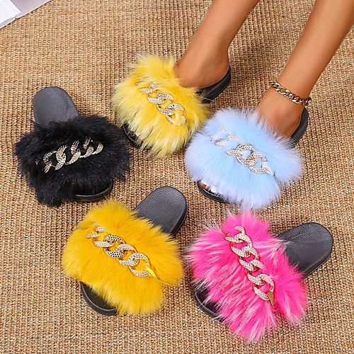 

Women's Slippers & Flip-Flops Flat Heel Round Toe Daily PU Flower Solid Colored Light Yellow Yellow Light Red