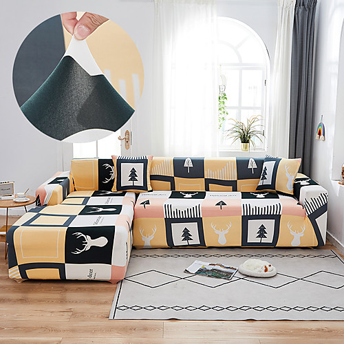 

Simple Life Sofa Cover 1-Piece Couch Cover Fit for 1-4 Seater L-shape Couch Soft Stretch Slipcover Spandex Jacquard Fabric Easy to Install(1 Free Cushion Cover)