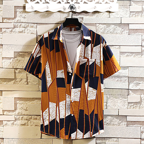 

Men's Shirt Graphic Short Sleeve Casual Tops Hawaiian Brown