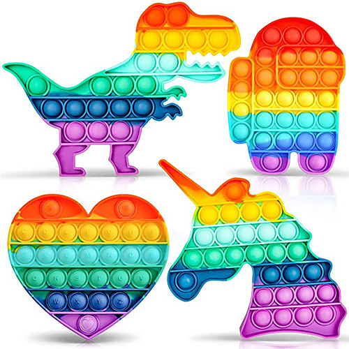 

4 pcs Rainbow Push Bubble Pops Fidget Sensory Toy for Autisim Special Needs Anti-stress Game Stress Relief Squishy Pop Fidget Toys