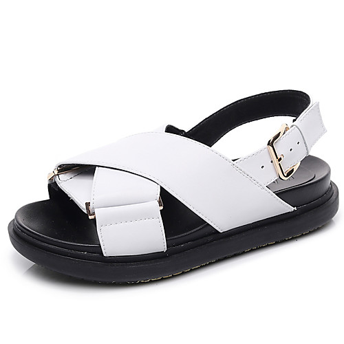 

Women's Sandals Flat Heel Open Toe Booties Ankle Boots Daily Home Cowhide Solid Colored White