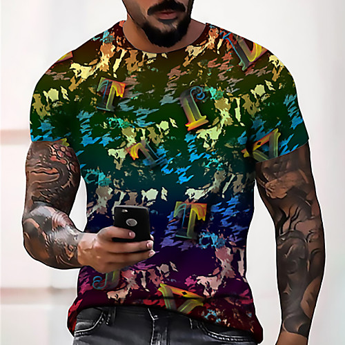 

Men's Unisex Tee T shirt Shirt 3D Print Graphic Prints Letter Print Short Sleeve Daily Tops Casual Designer Big and Tall Rainbow