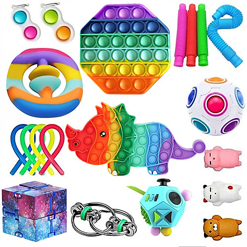 

20 pcs Fidget Sensory Toys Push Pop Bubble Antistress Toy Pack Kawaii Stress Relief Toy Kids Adults Squishy Toy