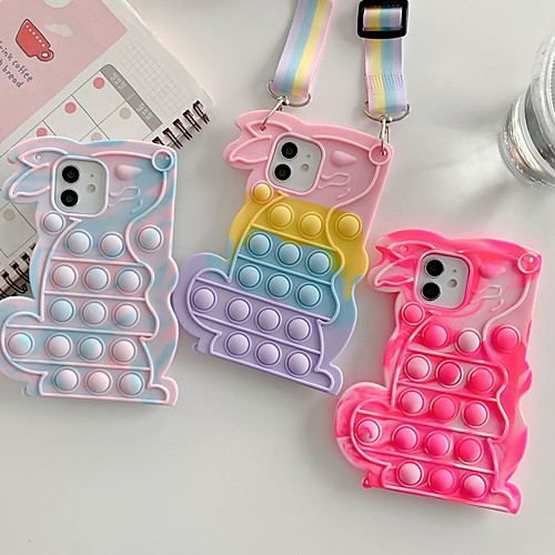

Fidget Toys Push It Bubble Phone Case For iPhone 12 Pro Max 11 SE 2020 X XR XS Max SE2020 6 7 8 Plus Cute Rabbit Rainbow Relive Stress Silicone Back Cover