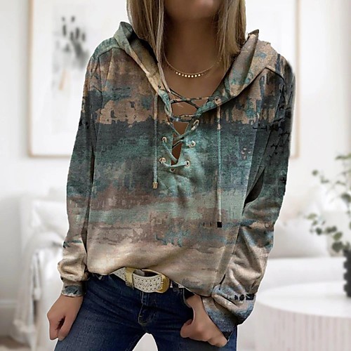 

Women's Hoodie Sweatshirt Abstract Graphic Prints Print Daily Sports 3D Print Sportswear Streetwear Hoodies Sweatshirts Blue