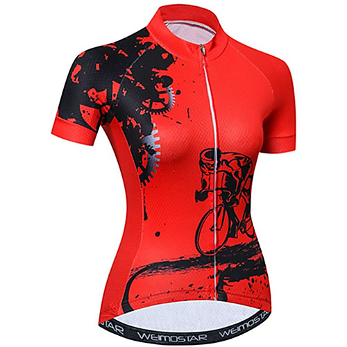 

21Grams Women's Short Sleeve Cycling Jersey Summer Spandex Polyester Light Blue Black / Red Yellow Novelty Gear Bike Jersey Top Mountain Bike MTB Road Bike Cycling UV Resistant Quick Dry Breathable