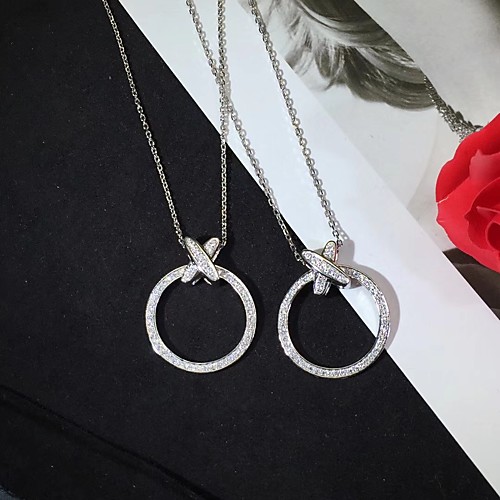 

Women's Clear AAA Cubic Zirconia Pendant Necklace Monogram Totem Series Dainty Simple Fashion Korean Brass Silver 50 cm Necklace Jewelry 1pc For Street Gift Prom Festival