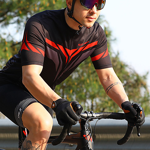 

Women's Men's Short Sleeve Cycling Jersey Summer Spandex Black / Red Black / Orange Blue Bike Jersey Top Moisture Wicking Sports Clothing Apparel / High Elasticity