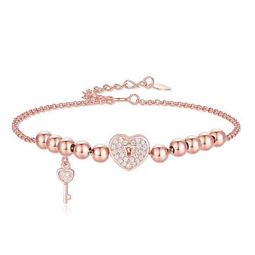 

Women's Bracelet Pendant Bracelet Heart Heart Fashion Copper Bracelet Jewelry Rose Gold / Silver For Christmas Party Evening Gift Date Birthday / Silver Plated / Rose Gold Plated