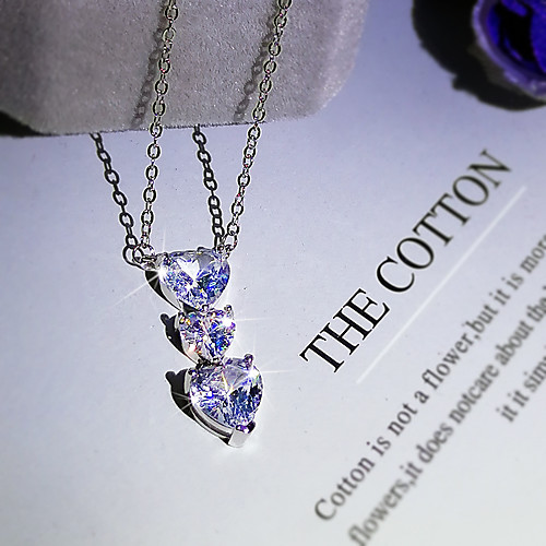 

Women's AAA Cubic Zirconia Pendant Necklace Monogram Heart Simple Classic European Sweet Brass Silver 50 cm Necklace Jewelry 1pc For Wedding Party Evening Gift Engagement