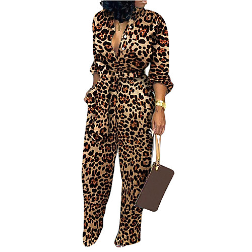 

Women's Casual 2021 Black And White Leopard Black red Jumpsuit Pattern Stripes Geometic