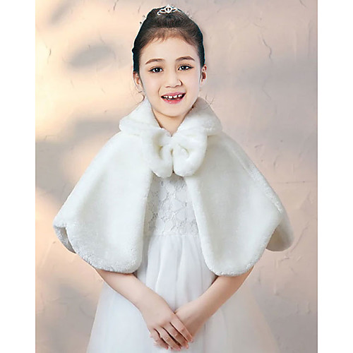 

Sleeveless Elegant Faux Fur Wedding Party Kids' Wraps With Solid