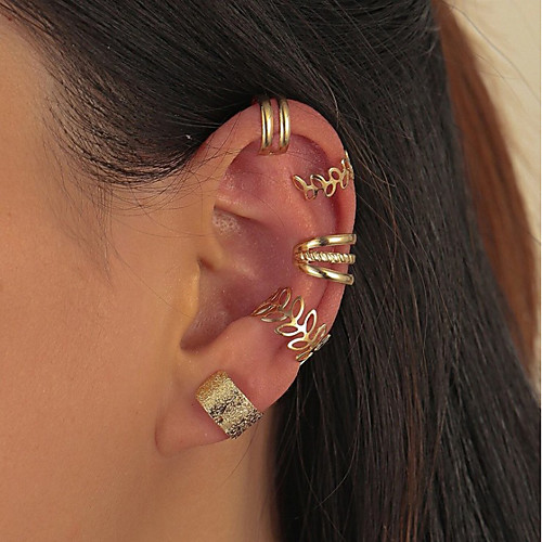 

Women's Ear Cuff Earrings Set Hollow Out Leaf Stylish Elegant Punk European Earrings Jewelry Gold For Party Evening Street Date Birthday Beach 1pack