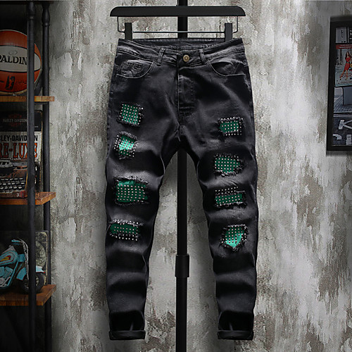 

Men's Classic Style Jeans Chinos Pants Solid Color Black