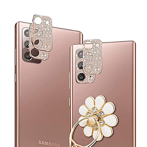 

[2 pieces] compatible with samsung note 20 bling diamond camera lens protector[1 pieces] phone finger ring holder with bling crystals, diamond crystal camera protector bling decoration cover