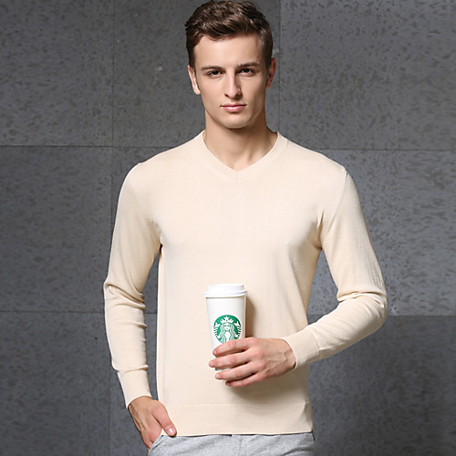 

Men's Stylish Vintage Style Knitted Solid Color Pullover Sweater Long Sleeve Sweater Cardigans Crew Neck V Neck Fall Winter Blue Purple Yellow