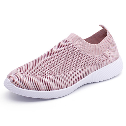 

Women's Sneakers Flat Heel Round Toe Daily Knit Solid Colored Red Pink White