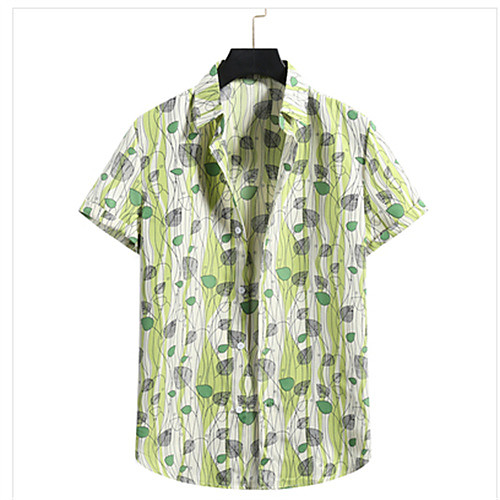 

Men's Shirt Graphic Short Sleeve Daily Tops Casual Blue Green