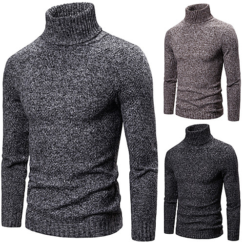 

Men's Striped Sweater Long Sleeve Sweater Cardigans Crew Neck Fall Winter Gray Black Coffee