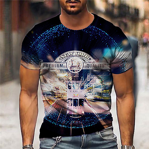 

Men's Unisex Tee T shirt Shirt 3D Print Graphic Prints Letter Print Short Sleeve Daily Tops Casual Designer Big and Tall Blue