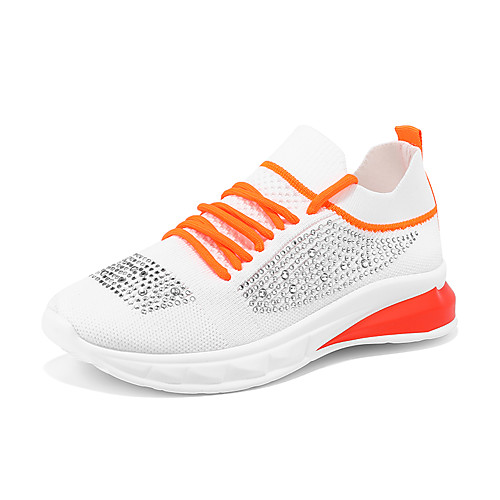 

Women's Trainers Athletic Shoes Flat Heel Round Toe Booties Ankle Boots Daily Work Tissage Volant Rhinestone Solid Colored Yellow Blue Orange