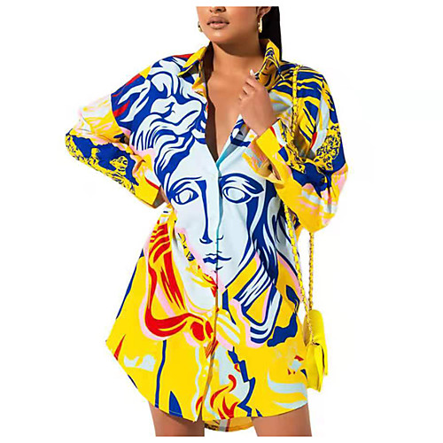 

Women's Coat Casual / Daily Summer Long Coat Shirt Collar Regular Fit Casual Jacket Pattern Others Yellow Blushing Pink