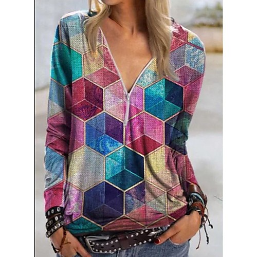 

Women's Sweatshirt Pullover Print Print Daily Sports Other Prints Sportswear Streetwear Hoodies Sweatshirts Blue Purple Green