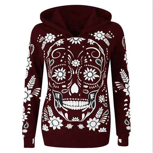 

Women's Zip Up Hoodie Sweatshirt Graphic Skull Zip Up Daily Basic Casual Hoodies Sweatshirts Cotton Loose Purple Black Red