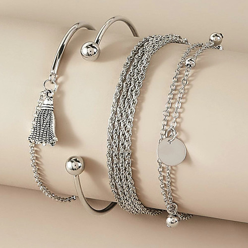 

Bracelet Set Retro Fashion Birthday Stylish Tassel Elegant Fashion Holiday Alloy Bracelet Jewelry Silver For Gift Formal Date Beach