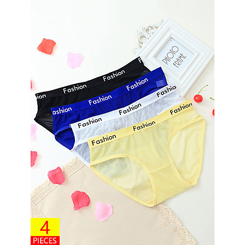 

Women's Basic Brief Micro-elastic Low Waist 4 Pieces Multi color One-Size