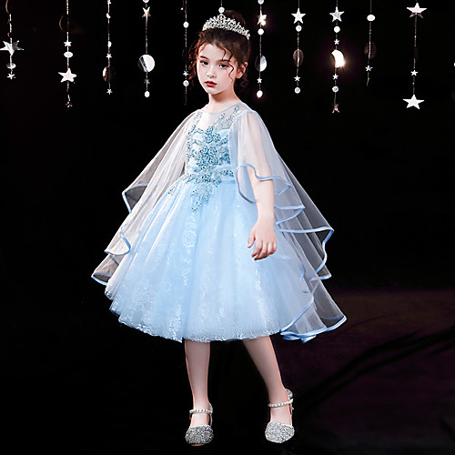 

A-Line Knee Length Flower Girl Dresses Party Chiffon Short Sleeve Jewel Neck with Bow(s)