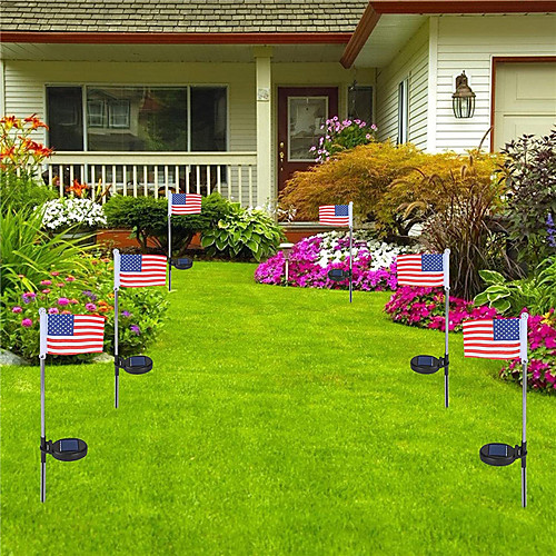 

American Flag Solar Lights Outdoor IP65 Solar Garden Stake Lights American Flag Independence Day Stake Lights Pathway Landscape Yard Lawn Decor LED Lamp