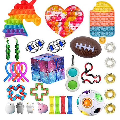 

31pcs Fidget Sensory Toy Set Stress Relief Toys Autism Anxiety Relief Stress Pop Bubble Fidget Sensory Toy for Kids Adults
