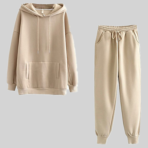 

Women's Plain Daily Wear Going out Two Piece Set Hoodie Jogger Pants Tops