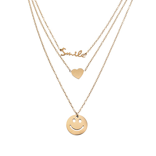 

lureme Multilayer Pendant Necklace 14K Gold Stainless Steel Simle face/Snowflake/Horn/Star/Heart(nl006251-1)