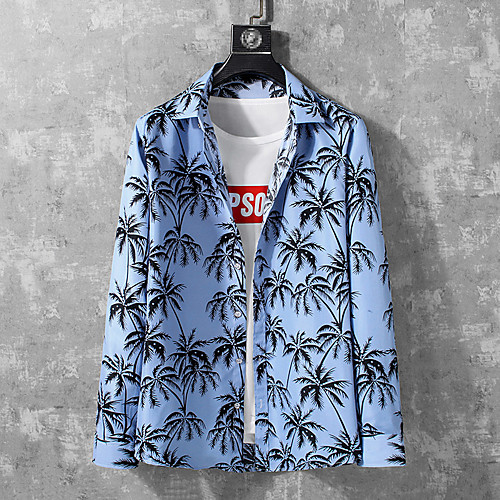 

Men's Shirt Other Prints Graphic Graphic Prints Plus Size Print Short Sleeve Casual Tops Chinoiserie Blue Yellow White / Long Sleeve