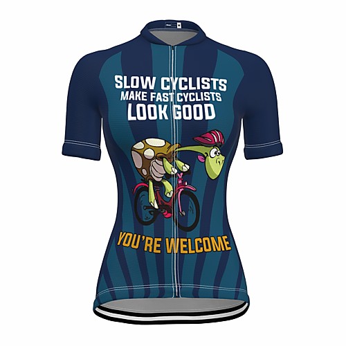 

21Grams Women's Short Sleeve Cycling Jersey Summer Spandex Dark Blue Cartoon Bike Top Mountain Bike MTB Road Bike Cycling Quick Dry Moisture Wicking Sports Clothing Apparel / Stretchy / Athleisure