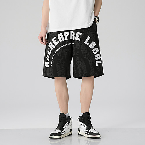 

Men's Streetwear Sports Sports Leisure Sports Weekend Shorts Pants Letter Short Khaki Black Beige