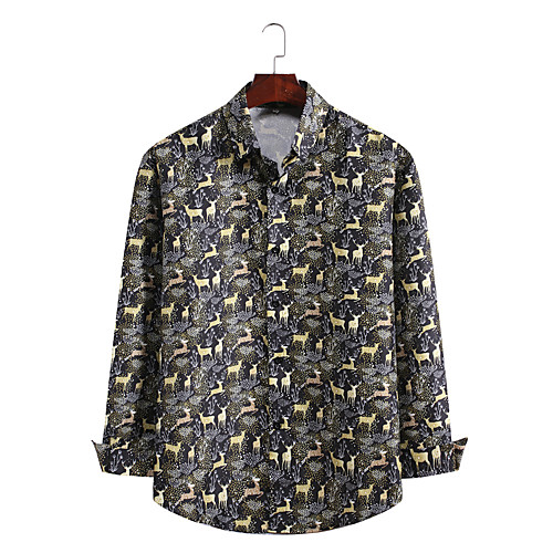 

Men's Shirt Other Prints Graphic Long Sleeve Casual Tops Casual Soft Breathable Light Yellow