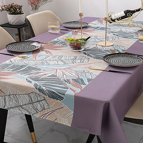

Tablecloth Summer Palm Tree Stripe Linens Printing Coffee Table Cover Wrinkle Free Washable Light Purple Table Decorations for Outdoor Picnic Dining Table Buffet Party