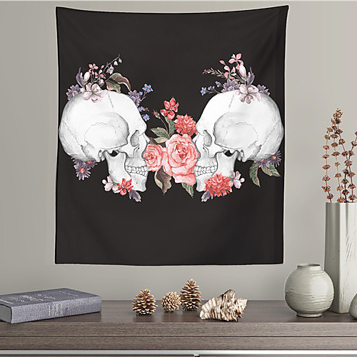 

Skull Floral Wall Tapestry Art Decor Blanket Curtain Hanging Home Bedroom Living Room Decoration