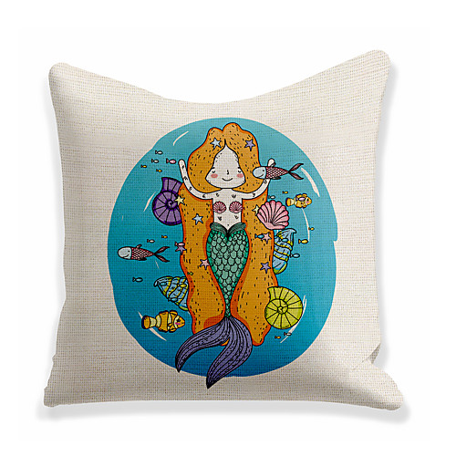 

Mermaid Double Side Cushion Cover 1PC Soft Decorative Square Throw Pillow Cover Cushion Case Pillowcase for Bedroom Livingroom Superior Quality Machine Washable Outdoor Cushion for Sofa Couch Bed Chair